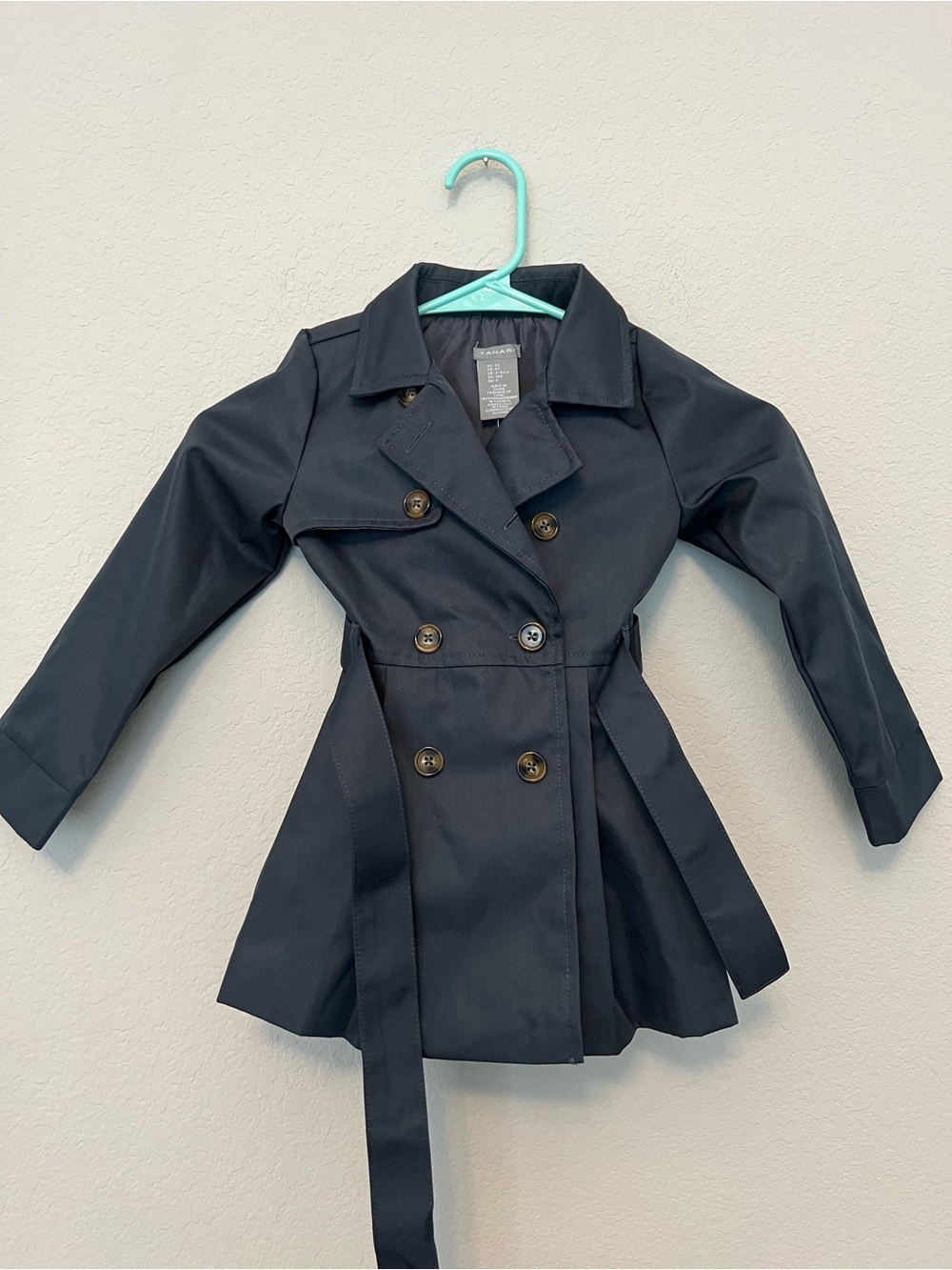 NEW Girls' TAHARI Grey button Trench Coat with Belt size 4T